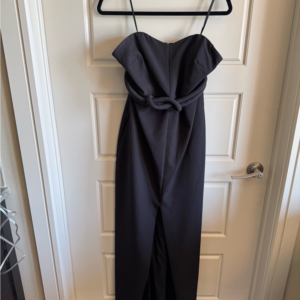 Badgley Mischka Black Strapless Gown with Front Knot